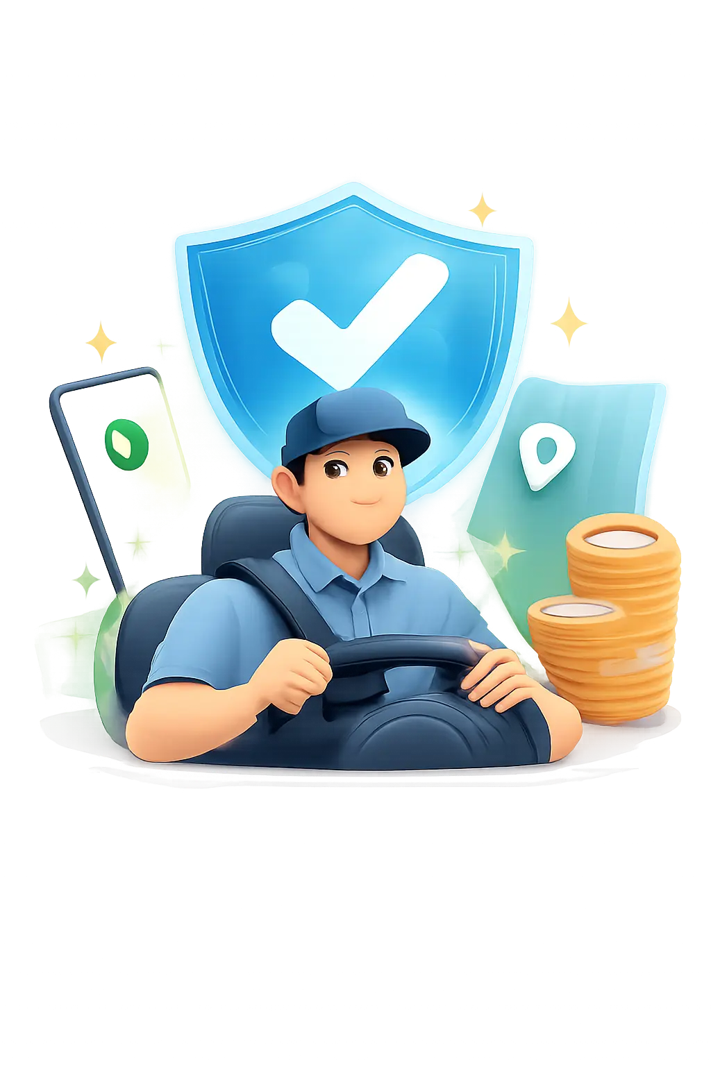 Ilustración de conductor usando la app de EFEMOVI